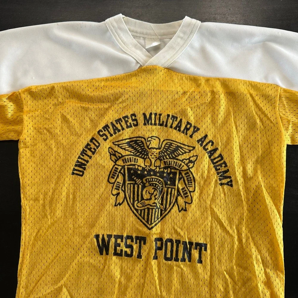 Vintage West Point USMA Military Academy Mesh Jersey Yellow White Sportswear Sm